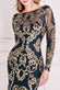 Ornamental Pattern Sequin Back Cowl Maxi Dress DR3420