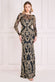 Ornamental Pattern Sequin Back Cowl Maxi Dress DR3420