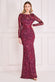Ornamental Pattern Sequin Back Cowl Maxi Dress DR3420