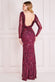 Ornamental Pattern Sequin Back Cowl Maxi Dress DR3420