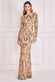 Ornamental Pattern Sequin Back Cowl Maxi Dress DR3420