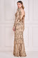Ornamental Pattern Sequin Back Cowl Maxi Dress DR3420