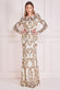 Ornamental Pattern Sequin Back Cowl Maxi Dress DR3420