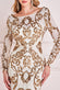Ornamental Pattern Sequin Back Cowl Maxi Dress DR3420