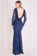 Ornamental Pattern Sequin Back Cowl Maxi Dress DR3420