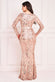 Long Sleeve V Neck Sequin Maxi Dress DR3421