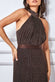 Lurex Halter Neck Pleated Maxi Dress DR3429