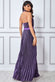 Lurex Halter Neck Pleated Maxi Dress DR3429
