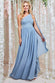 One Shoulder Pleated Chiffon Scarf Maxi Dress DR3430