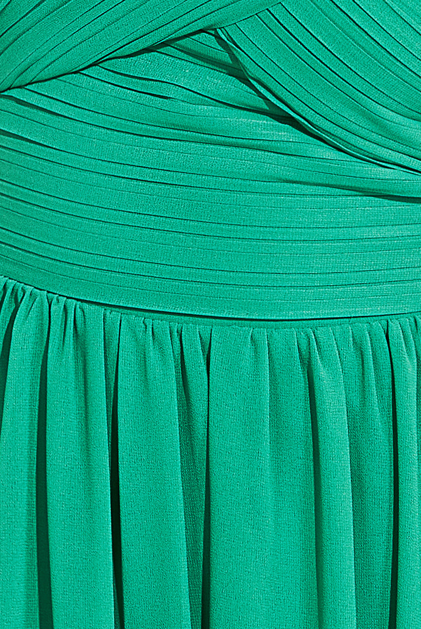 One Shoulder Pleated Chiffon Scarf Maxi Dress DR3430