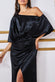 Drape Shoulder Wrap Satin Maxi Dress DR3450