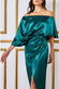 Drape Shoulder Wrap Satin Maxi Dress DR3450
