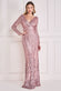 Patterned Sequin Long Sleeve Wrap Bodice Maxi Dress DR3485