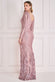 Patterned Sequin Long Sleeve Wrap Bodice Maxi Dress DR3485