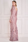 Patterned Sequin Long Sleeve Wrap Bodice Maxi Dress DR3485