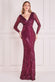 Patterned Sequin Long Sleeve Wrap Bodice Maxi Dress DR3485