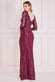 Patterned Sequin Long Sleeve Wrap Bodice Maxi Dress DR3485