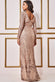 Patterned Sequin Long Sleeve Wrap Bodice Maxi Dress DR3485