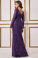 Patterned Sequin Long Sleeve Wrap Bodice Maxi Dress DR3485