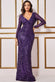 Patterned Sequin Long Sleeve Wrap Bodice Maxi Dress DR3485