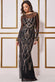 Flame Patterned Sequin Long Sleeve Maxi Dress DR3486
