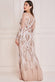 Flame Patterned Sequin Long Sleeve Maxi Dress DR3486