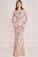 Flame Patterned Sequin Long Sleeve Maxi Dress DR3486