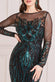 Flame Patterned Sequin Long Sleeve Maxi Dress DR3486