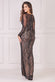 Flame Patterned Sequin Long Sleeve Maxi Dress DR3486