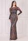 Flame Patterned Sequin Long Sleeve Maxi Dress DR3486