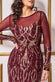 Flame Patterned Sequin Long Sleeve Maxi Dress DR3486