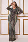 Patterned Dual Tone Sequin Maxi Dress DR3494P