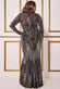 Patterned Dual Tone Sequin Maxi Dress DR3494P