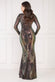 Dual Tone Patterned Sequin Maxi Dress DR3494