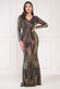 Dual Tone Patterned Sequin Maxi Dress DR3494