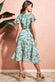 Floral Printed Chiffon Flutter Sleeve Midi Dress DR3500