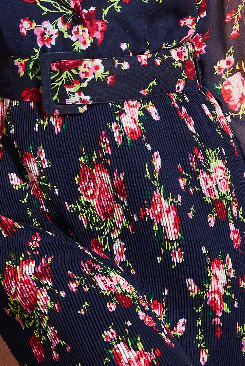 Shirred Floral Shirt Dress DR3502