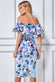 Scuba Foam Off The Shoulder Floral Print Midi DR3508PETITE