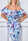 Scuba Foam Off The Shoulder Floral Print Midi DR3508PETITE