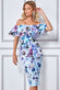 Scuba Foam Off The Shoulder Floral Print Midi DR3508PETITE