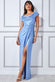 Cowl Neck Bardot Satin Maxi Front Split DR3517