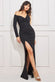 Scuba Crepe One Shoulder Maxi Dress With Split DR3518