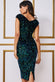 Jewel Tone Sequin Velvet Bardot Midi Dress DR3550