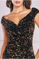 Jewel Tone Sequin Velvet Bardot Midi Dress DR3550