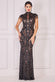 Embroidered Sequin Beaded Cap Sleeve Maxi Dress DR3591