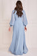 Pleated Chiffon Knotted Bodice Full Sleeve Maxi Dress DR3593