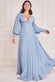 Pleated Chiffon Knotted Bodice Full Sleeve Maxi Dress DR3593