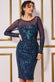 Flame Patterned Sequin Long Sleeve Midi Dress DR3605