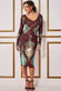 Contrast Ornamental Patterned Sequin Long Sleeve Midi Dress DR3607