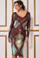 Contrast Ornamental Patterned Sequin Long Sleeve Midi Dress DR3607